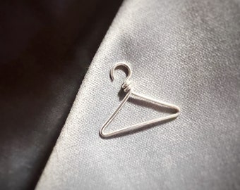 Pro-choice coat hanger brooch pin in sterling silver, we won’t go back