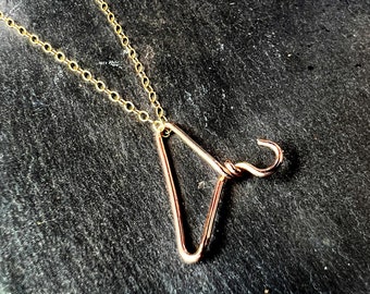 Rose Gold Filled coathanger pendant necklace with optional yellow gold filled chain pro-choice jewelry with donation to Planned Parenthood