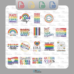 LGBTQIA+ Pride Bundle | Pride Month Designs | Rainbow Tribe | Digital Download | SVG | PNG | Digital Cut File | Silhouette Cameo