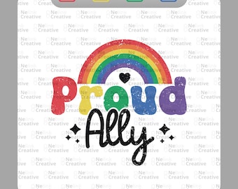 Stolt Ally | Regnbågsdesign | HBTQIA+ Ally | Digital nedladdning | Ally-present | SVG | PNG | Digital klippfil | Silhouette Cameo