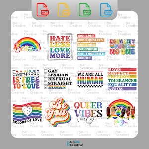 Pride Month Bundle | LGBTQIA+ Designs | Rainbow Quotes | Digital Download | SVG | PNG | Digital Cut File | Cricut Maker | Silhouette Cameo