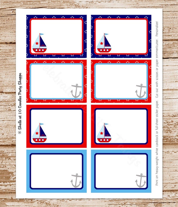 Items similar to Printable Sailboat Blank Labels, Tags - Sail Boat ...