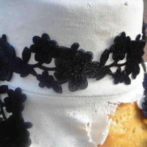 Sewing trim for  dress top costume  /Cute velvet flower  trim black  color 1 yard listing 1 inch wide