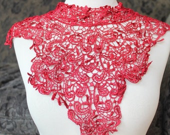 Red color applique lace / Sewing applique trim /Costume supplies /Cute applique red  color  1 pieces listing