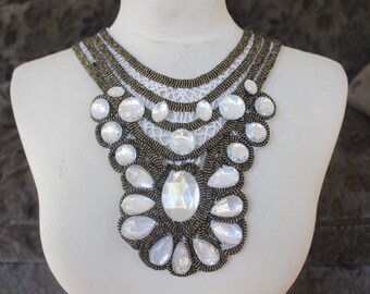 Embroidered Rhinestone Applique, Costume Embellishment