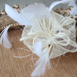 Cute ivory color flower with feather clip back 1 piece listing big size image 4