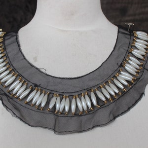 Cute  beaded    applique trim  black  color   1   pieces listing