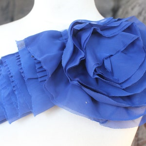 Nice ruffled  applique yoke  royal blue color 1 pieces listing