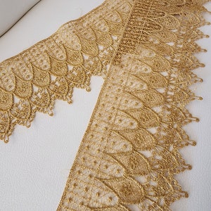 Very cute  gold   color      lace  1  yard listing  4  inch wide /Metalic lace /