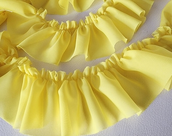 Cute  ruffled  chiffon  trim  yellow   color  2 yards listing 2.5 inch wide