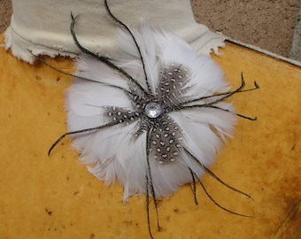 White color feather flower with back pin