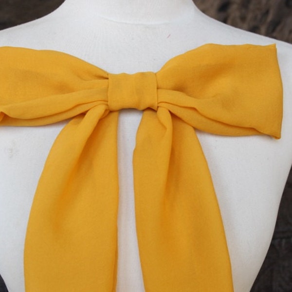 Cute yellow   color chiffon bow applique