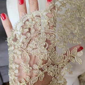 Very cute  gold   color  lace  1  yard listing   /Metalic lace /
