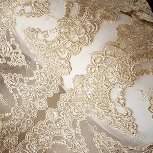 Very cute  gold   color  lace  1  yard listing  5 inch wide /Metalic lace /