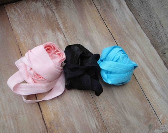 This listing is for 6 yards 2 of each color black, baby  pink, baby blue colors