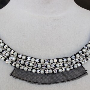 Cute embroidered  and beaded    applique black color 1   pieces listing