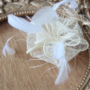 Cute ivory color flower with feather clip back 1 piece listing big size image 2