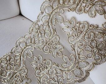 Very cute  gold   color  lace  1  yard listing  4.5  inch wide /Metalic lace /