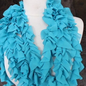 Cute  ruffled  chiffon  trim  blue   color  2 yards listing
