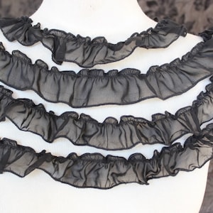 Cute  ruffled  chiffon  trim  black   color  2 yards listing