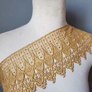 Very cute  gold   color      lace  1  yard listing  4  inch wide /Metalic lace /