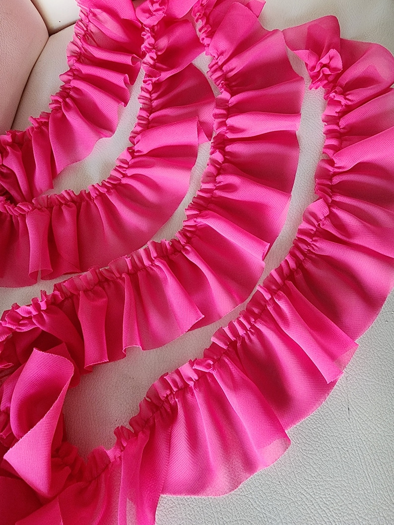 Pink Ruffled Chiffon Trim, 2.5 Inch, 2 Yards - Etsy