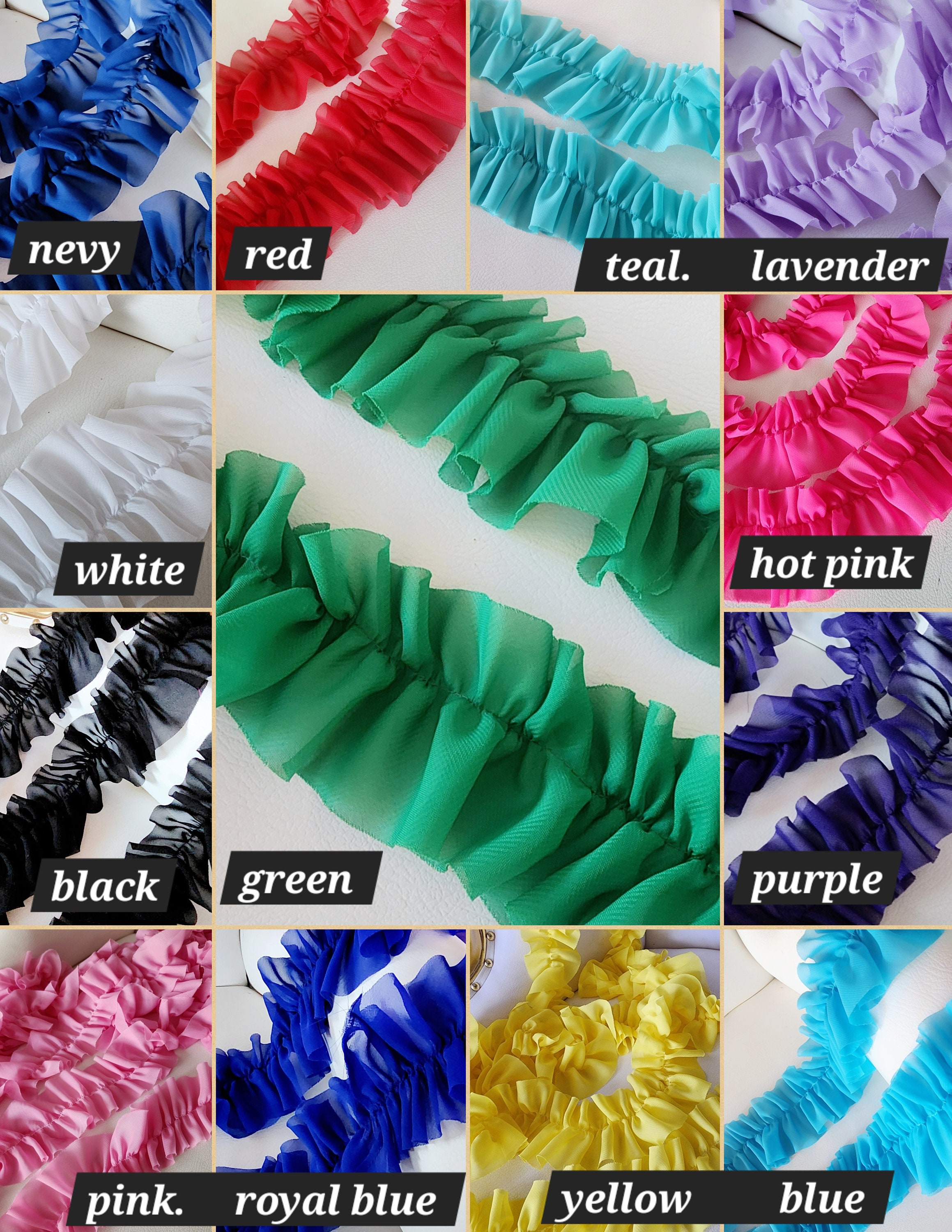 Historial Ruffle Trim Royal Blue Chiffon Ruffle Trim, 2.5 Inch, 2 Yards - Etsy