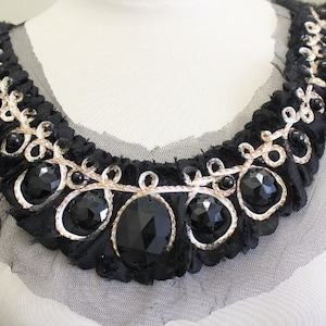 Cute embroidered  and beaded  chiffon  applique   black color