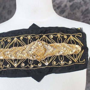 Cute embroidered   and beaded  applique black color 1 piece listing