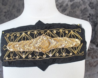 Embroidered Beaded Applique - Black With Gold Accents - Etsy display picture 3
