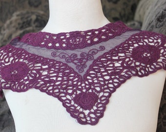Purple Venice Lace Applique Yoke
