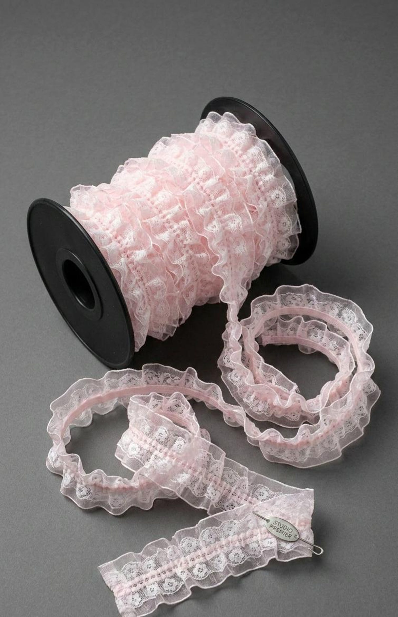 Pink Ruffle Lace Pink Ruffled Lace Trim, Romantic Sewing Supply, Doll Clothes, Crafting ...