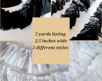 Ruffled Chiffon Trim, 2.5 Inch Wide, 2 Yards
