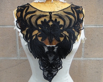 Black Embroidered Floral Applique, Neck & Shoulder Design