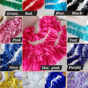 Cute  ruffle   chiffon  trim  hot pink  color  2 yards listing 2.5 inch wide