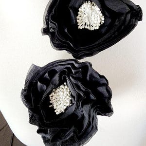 Black color flower /Cute silk   flower  back pin  1 piece listing