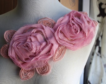 Cute  embroidered flower applique  pink     color