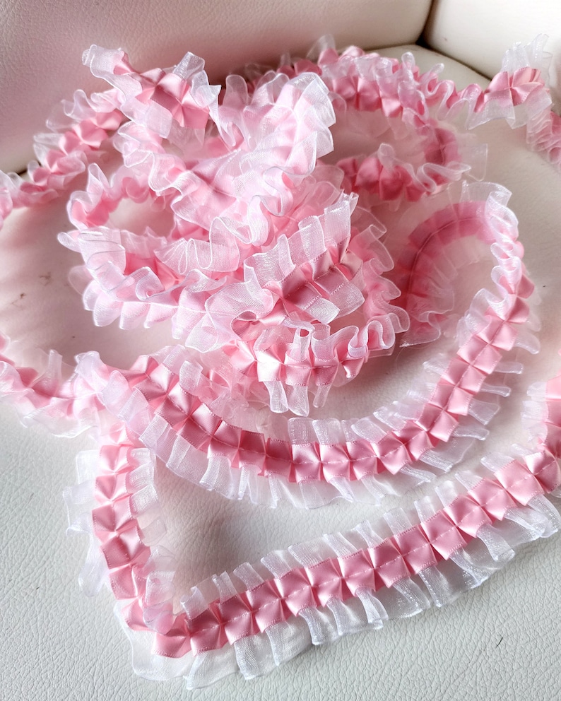 Pink Ruffled Trim, 1-inch Wide, Baby Shower Decor - Etsy