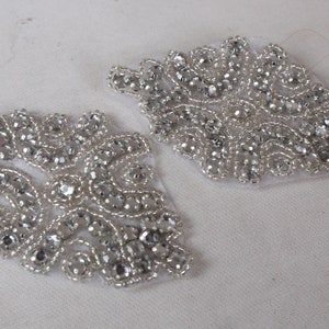 Beaded Rhinestone Applique - Embroidered  2 pic listing(3.5 x 1.5 inches)