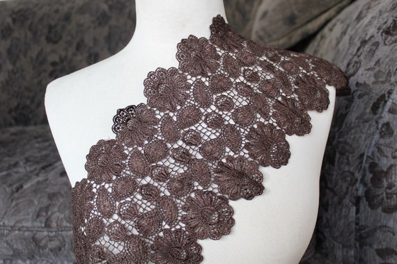 Brown Floral Venice Cotton Lace, 6 Inch Wide, 1 Yard - Etsy