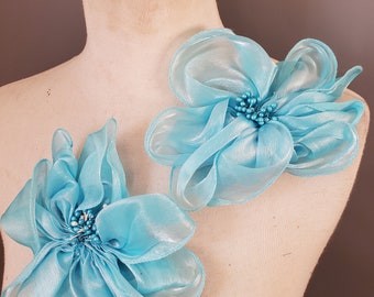 Cute   flower made from organza  2  piece listing