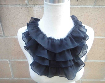 Fashion piece of ruffled chiffon  applique yoke  black color 1 pieces listing