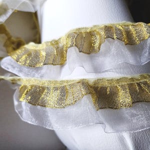 süße Rüschenborte / Rüschenborte in weiß und gold, 3 Meter Breite / Rüschenborte / Rüschenborte /