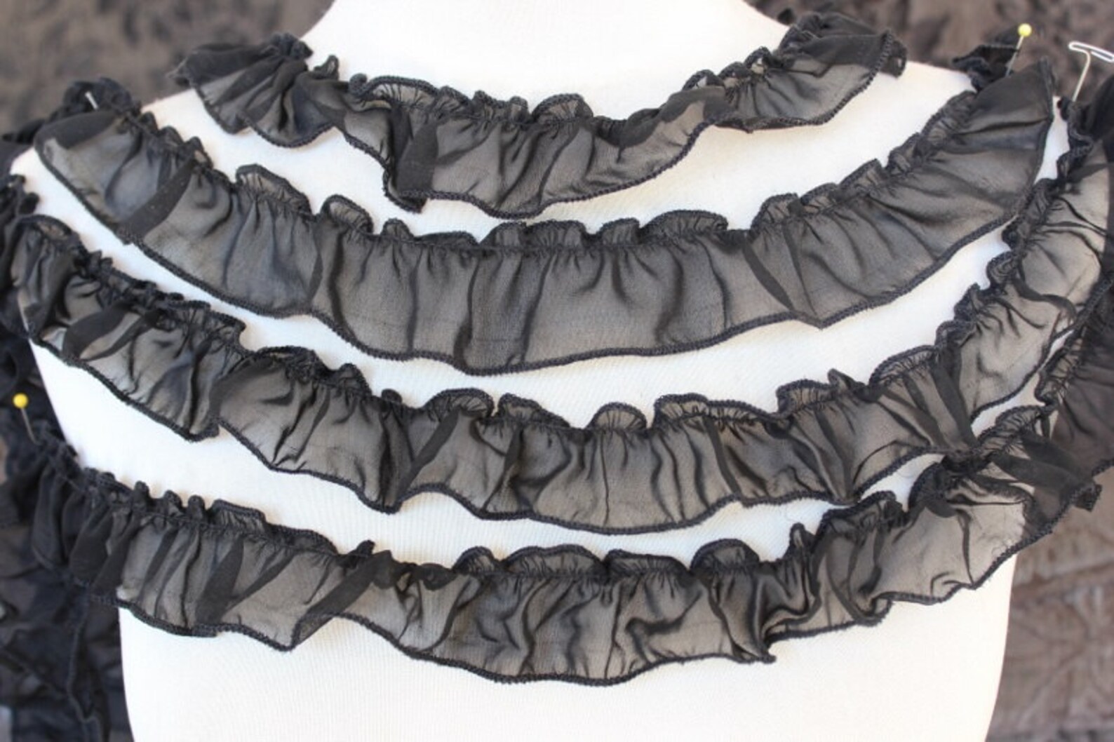 Cute Ruffled Chiffon Trim Black Color 2 Yards Listing | Etsy