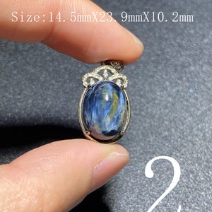 Handgjort 925 Sterling Pietersithänge — unik blåbrun cabochon, högglanspolerad, redo att gåva-51 bild 4