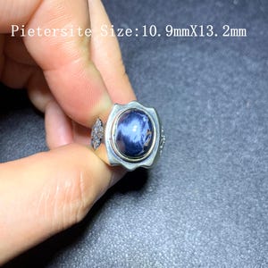 Natural Namibia Pietersite Ring 925 Silver Ring Handmade Gemstone Ring Blue Pietersite Statement Ring Gift for Him Her Crystal Jewelry-166