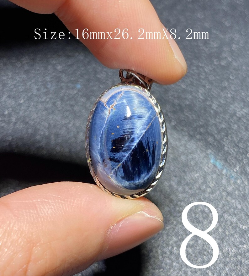 Handgjort 925 Sterling Pietersithänge — unik blåbrun cabochon, högglanspolerad, redo att gåva-51 bild 9