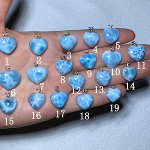AAA Larimar Heart Pendant 925 Sterling Silver,Natural Dominican Blue Larimar Necklace,Handmade Heart Gemstone Jewelry Gift for Her-141