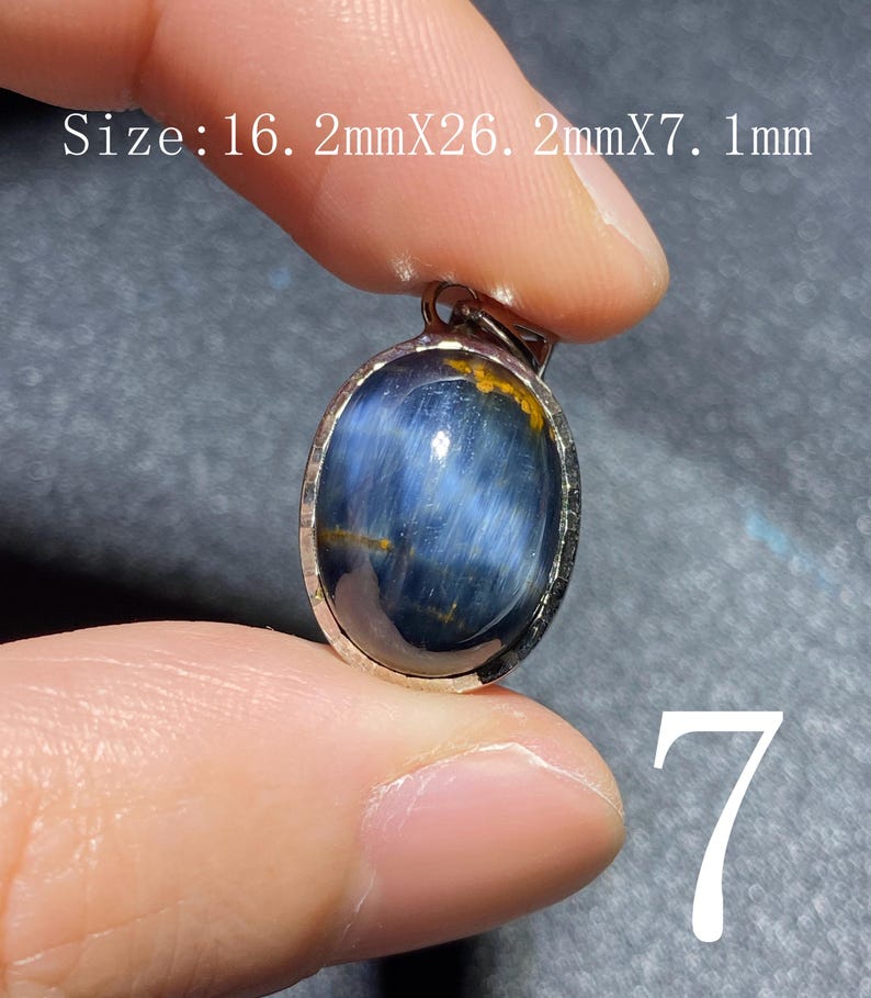 Handgjort 925 Sterling Pietersithänge — unik blåbrun cabochon, högglanspolerad, redo att gåva-51 bild 1