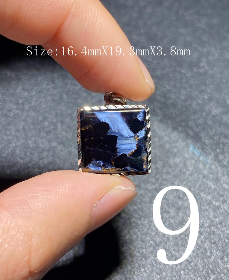 Handgjort 925 Sterling Pietersithänge — unik blåbrun cabochon, högglanspolerad, redo att gåva-51 bild 10